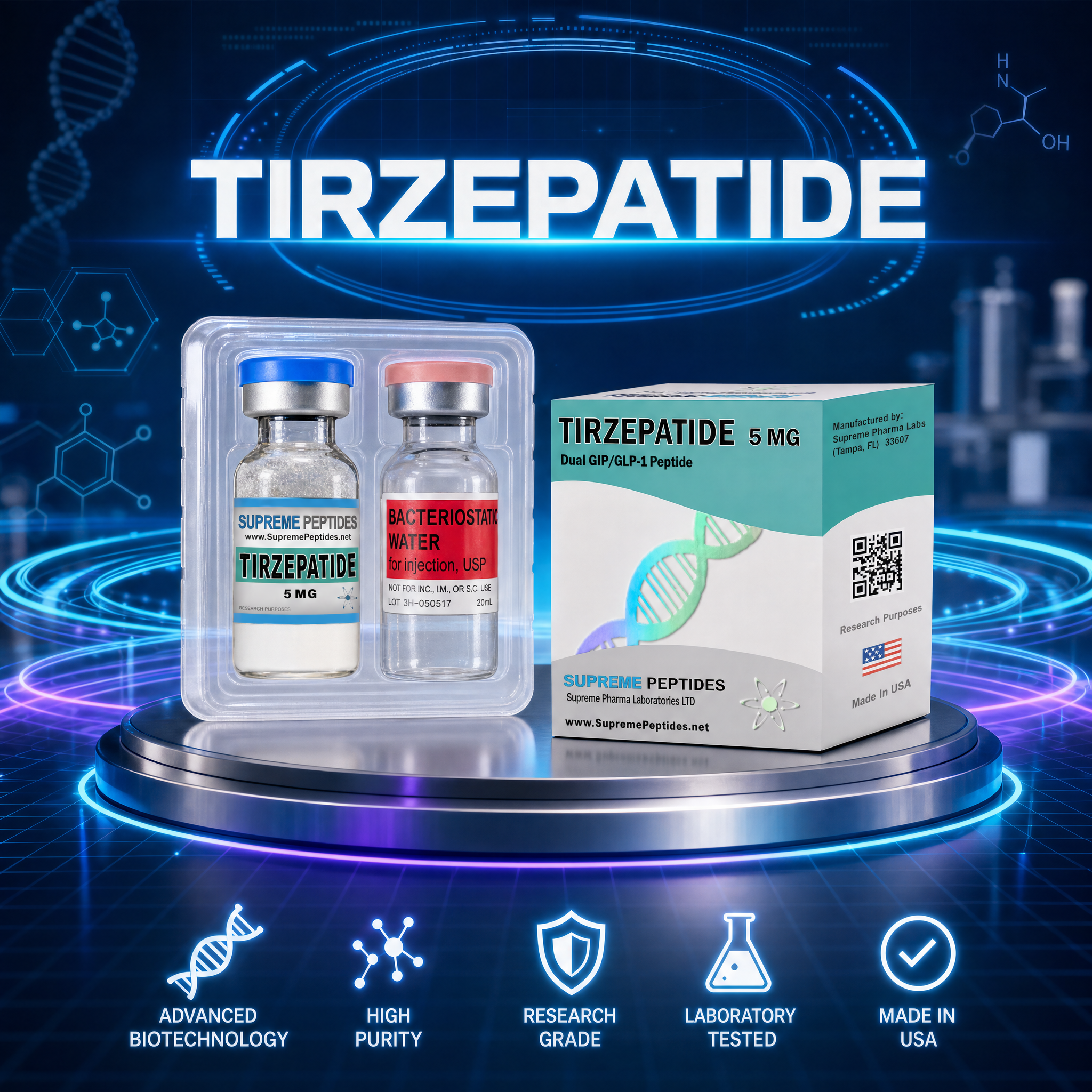 Tirzepatida Supreme Peptides 5 Mg Control Del Hambre