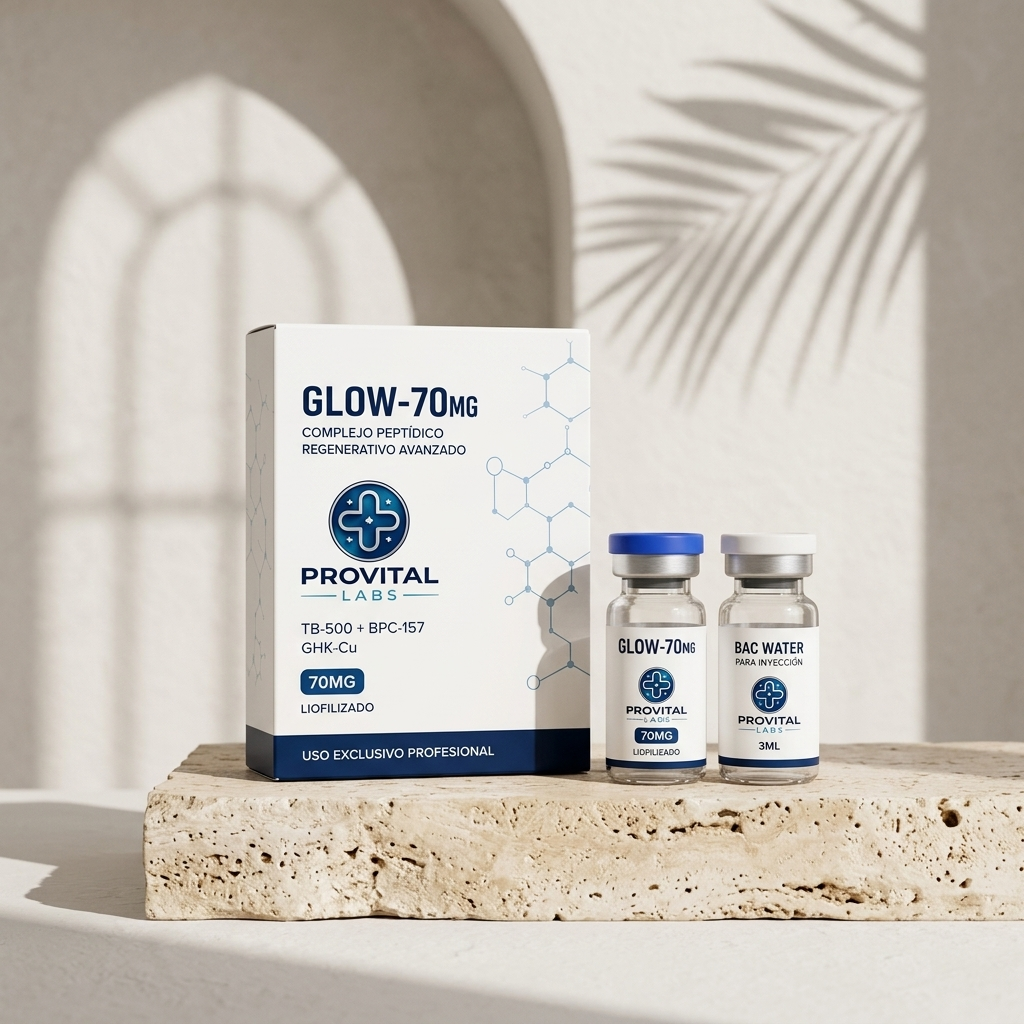 GLOW-70mg Provital Labs | 4 Péptidos Farmacéuticos — Un Vial Lo Repara Todo